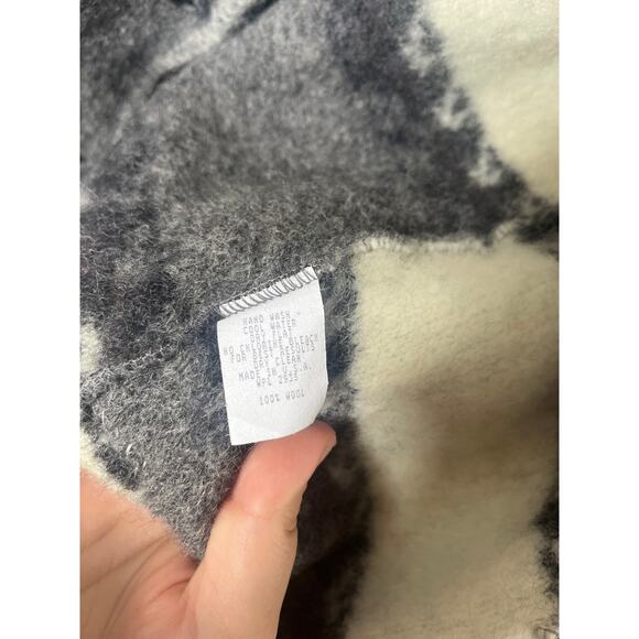 VTG Coldwater Creek Boiled Wool Gray White Coat 90s sz XL Outdoors Fair Isle - Picture 3 of 11